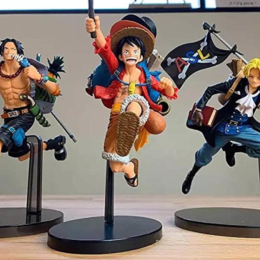 kawaii kart One Piece Luffy Ace Sabo Three Brothers Action Figures 