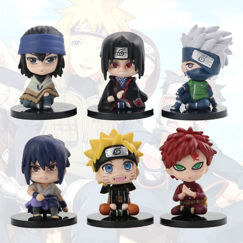 kawaii kart Naruto Action Figure Mini Chibi Look Up Figures Set of