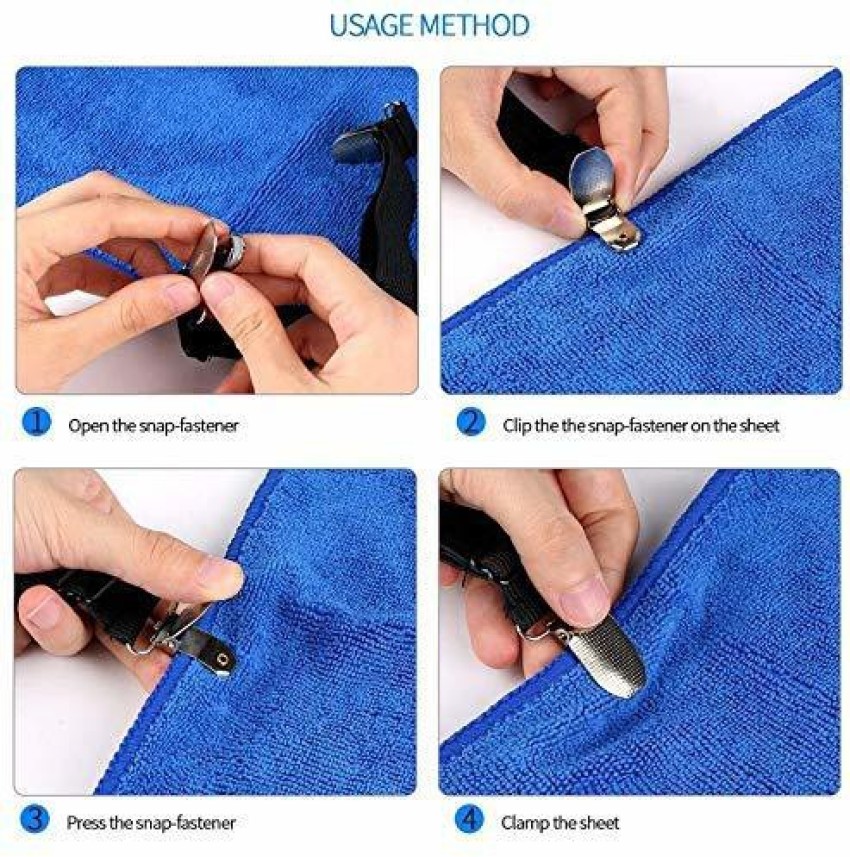 Conziv 4 Pcs Set Elastic Bed Sheet Grippers Belt Bed Sheet Clips