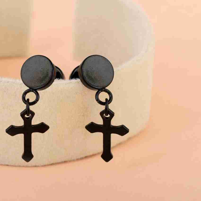 Flipkart Buy morir 1 Pairs Black Stainless Steel Earrings Cross Dangle Studs Earrings Piercing Jewelry For Men and Women Metal Stud Earring Online at Best Prices in India