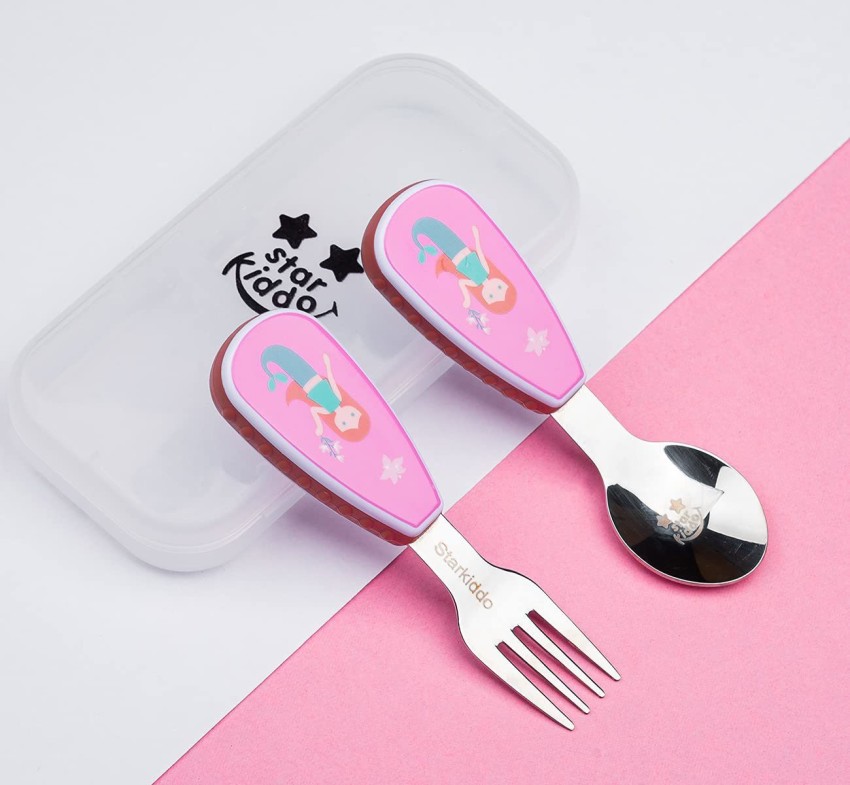 2pcs Baby Owl Detail Fork & Spoon For Daily Life
