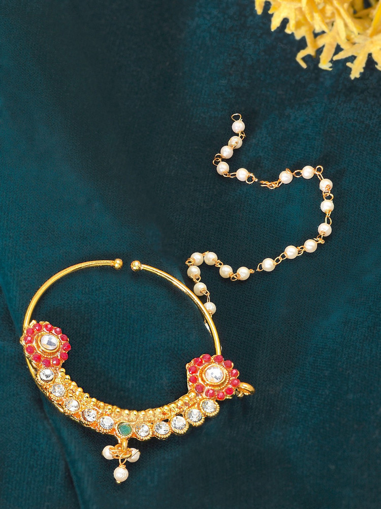 ZAVERI PEARLS Gold plated Plated Zinc Nathiya Price in India Buy
