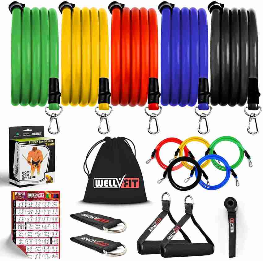 WELLVFIT Resistance Band/Stretch Rope Set (12 Pieces) Fitness Workout  Exercise Tube Resistance Tube