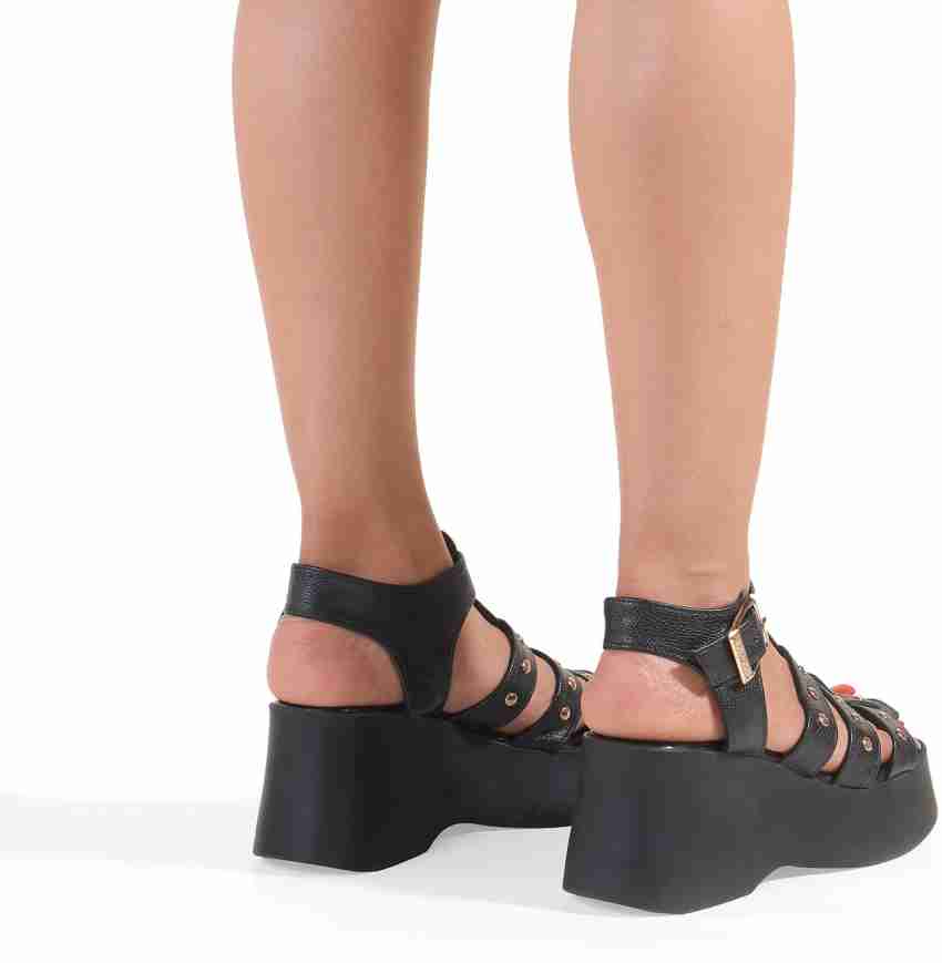 Black platform outlet sandals one strap