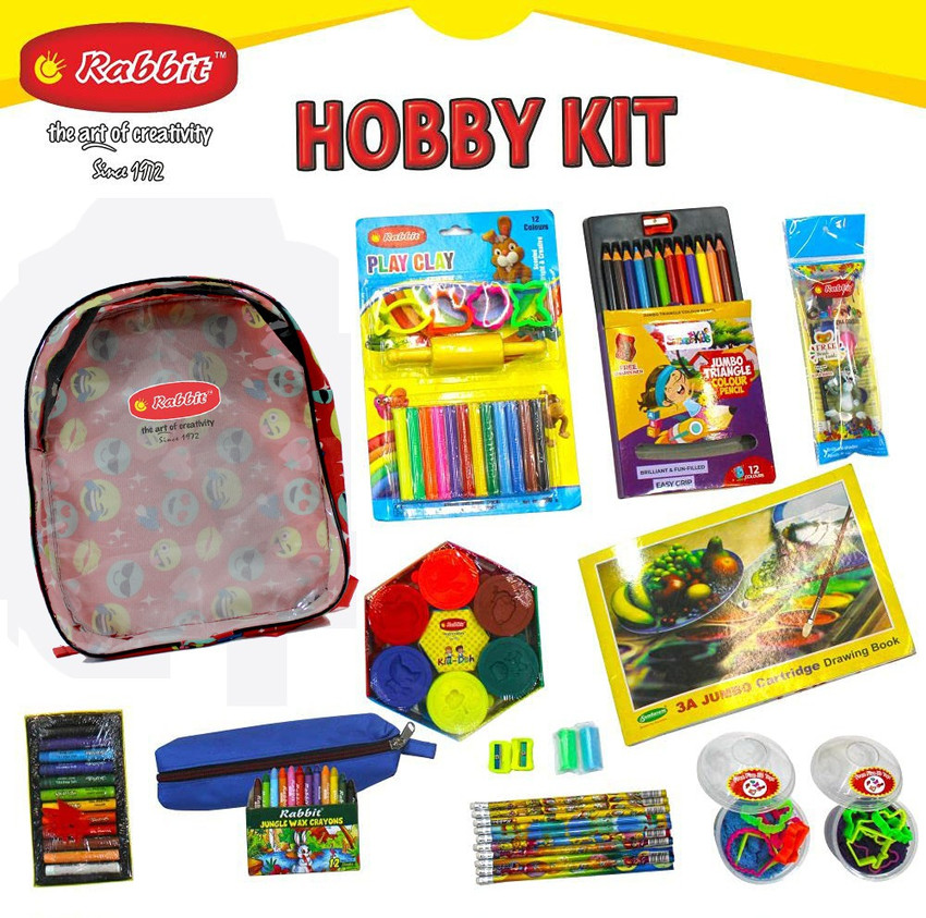 Rabbit Hobby Kit Bag for Kids Play Doh Clay Art Kit HOBBY Stationery for Kids For girls boys Art Craft Kit For 3 Age Hobby Kit Bag for Kids Play Doh Clay Art Kit HOBBY Stationery for Kids