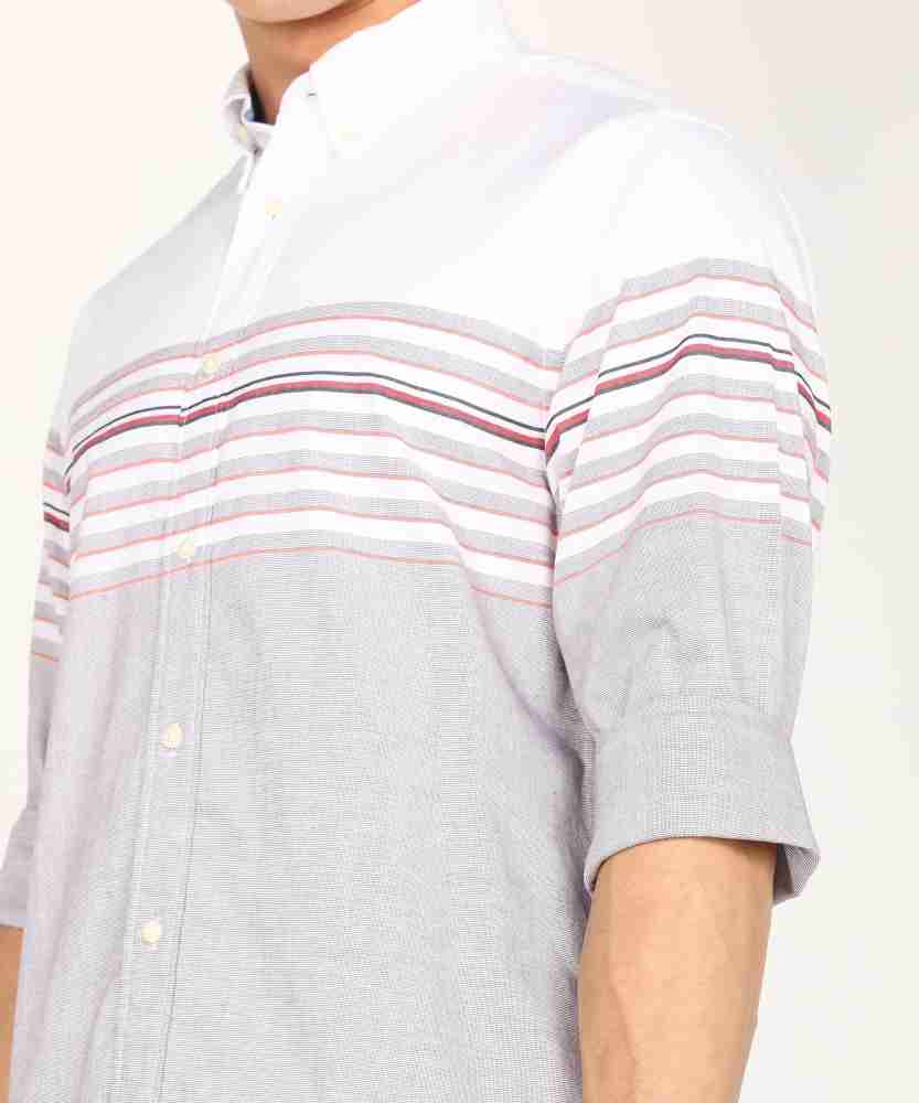 TOMMY HILFIGER Men Striped Casual White Shirt - Buy TOMMY HILFIGER Men  Striped Casual White Shirt Online at Best Prices in India