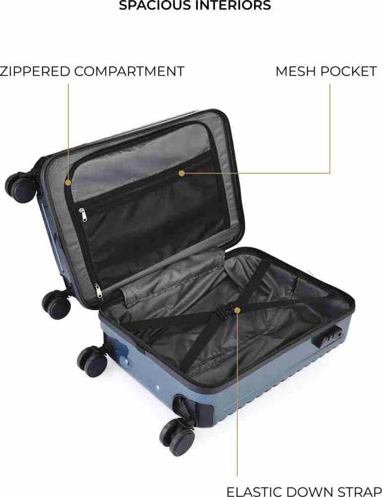 NASHER MILES Jaisalmer Hard-sided Polycarbonate Cabin Titanium Blue 20 inch  |55cm Trolley bag Cabin Suitcase 8 Wheels - 20 inch