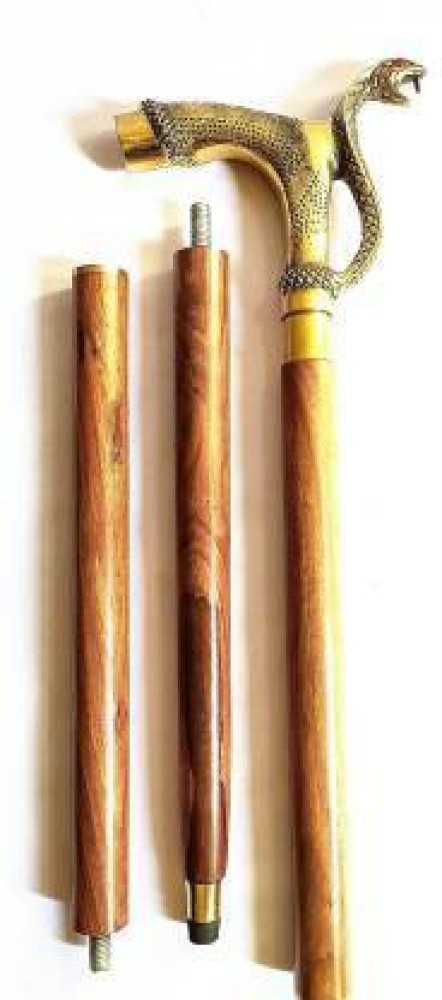 ShopTree Walking Stick with Brass Handle (Snake Design), Solid