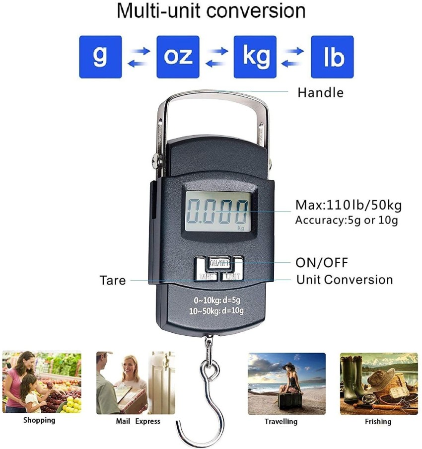 Digital Fish Scale fishing weights Scale, hanging scale digital weight  Backlight LCD Display 110lb/50kg Electronic Balance Digital Fishing Postal