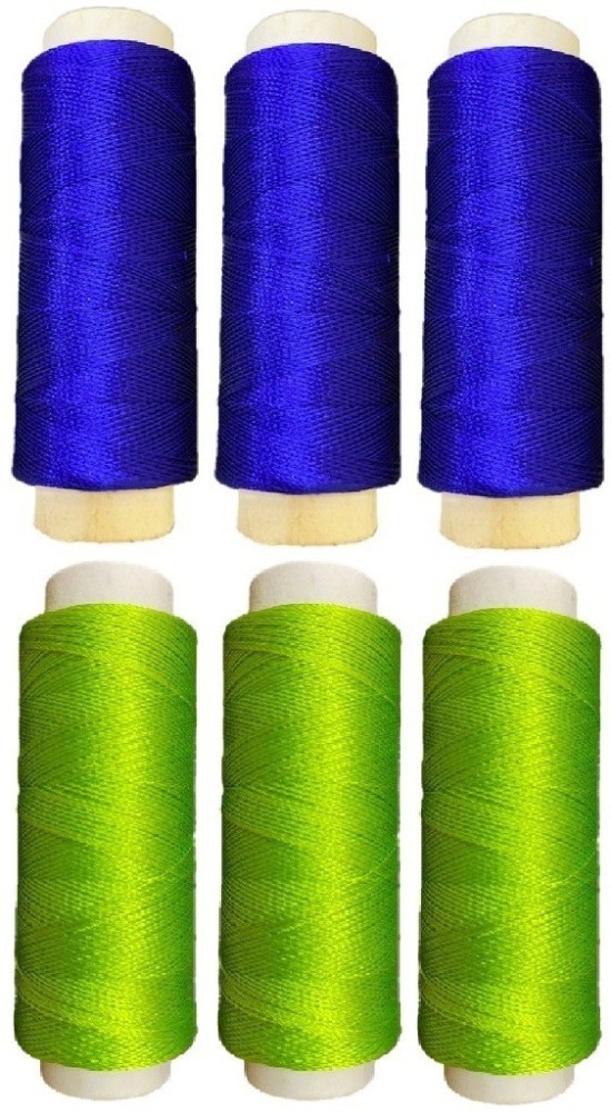 vahvaa Embroidery Silk Thread 6 pcs (Ink Blue And Parrot Green