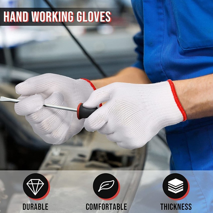 2/10 Pairs Work Gloves, Garden Gloves, Men & Women White Cotton Safety  Gloves, LIner For BBQ Cooking Industry Warehouse Construction