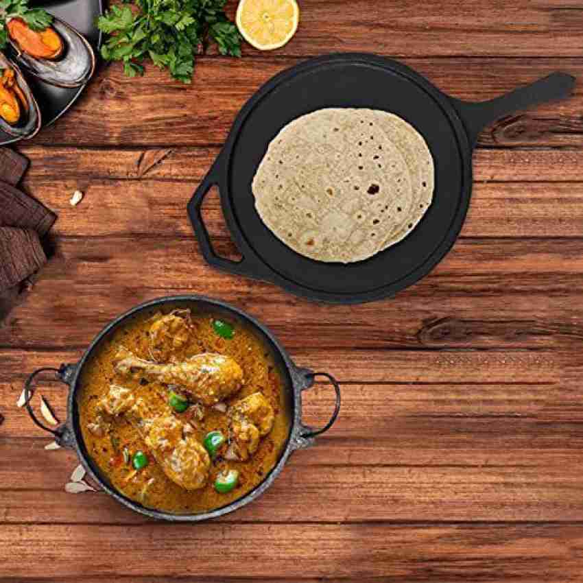 Cast Iron Cookware set - Kadai [2.5L] + Skillet [1.5L] + Cast Iron Dosa  Tawa [10Inch]