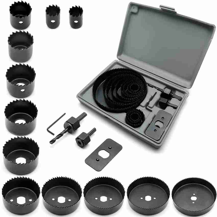 uptodatetools Hole Saw Cutting 16 Piece Hole Saw Kit with Mandrel Hex 3 4