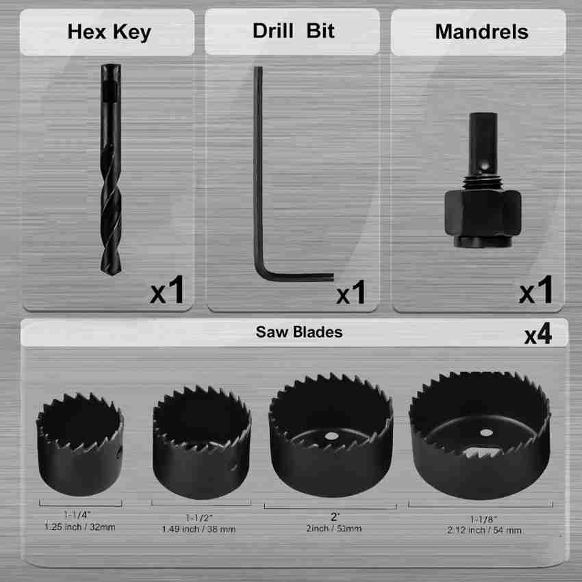 uptodatetools Hole Saw Kit Hole saw set 6 pc Hole Saw Set Drill