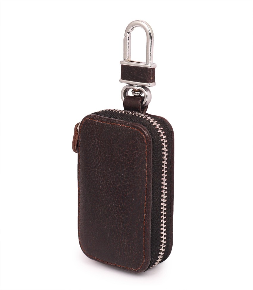 Genuine Leather Car Key Holder Zipper Keychain