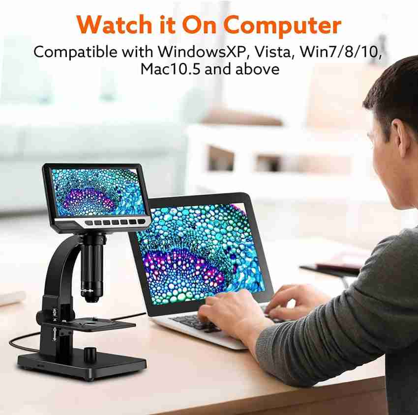 Digital Microscope, 0X-2000X Biological Microscope, WiFi ＆ USB Connection  with Dual Lens, 11 LEDs, iOS ＆ Android Windows MacOS Compatible, for School