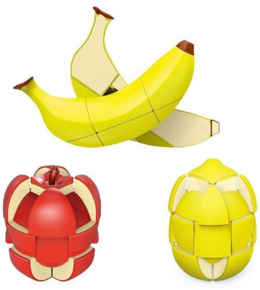 ADICHAI Fruit Shape Apple, Lemon, Banana 3x3 Speed Magic Cube,Set