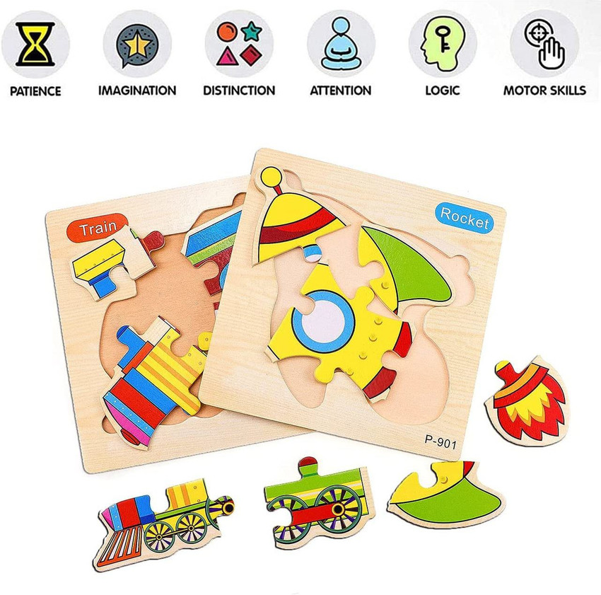 Authfort Puzzles for Kids Ages 2 4 6 Pack Wooden Puzzles for Toddlers 2 3 4 Years Old Preschool Educational Learning Toys Set Animals Puzzles for Boys and Girls 6 Pcs set Puzzles