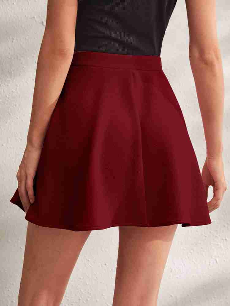 Shorts & Skirts, Aahwan Women Solid Flared Black Short Skirt