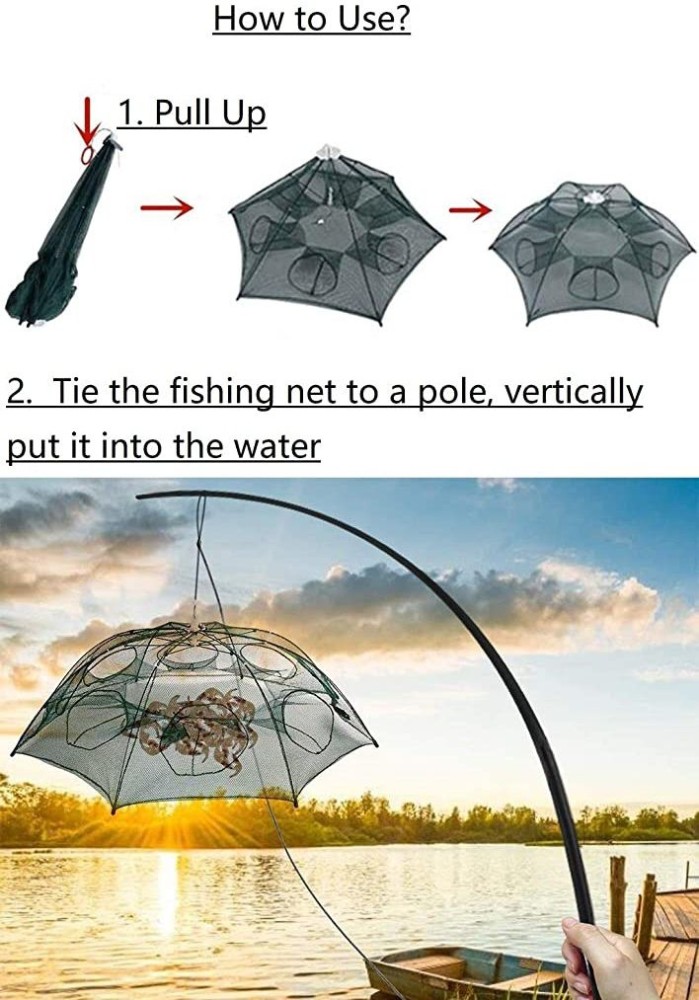 INOBARN Light 8 Side Bait Fishing Trap, Portable Folded Fishing