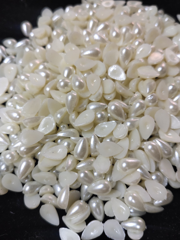 The Unique 8 5 Drop Shape Half Cut Pearls Beads Moti for Crafts Jewellery Making DIY Kit Decoration Aari Maggam Embroidery Work Pack of 1500pcs With Fabric Glue 8 5