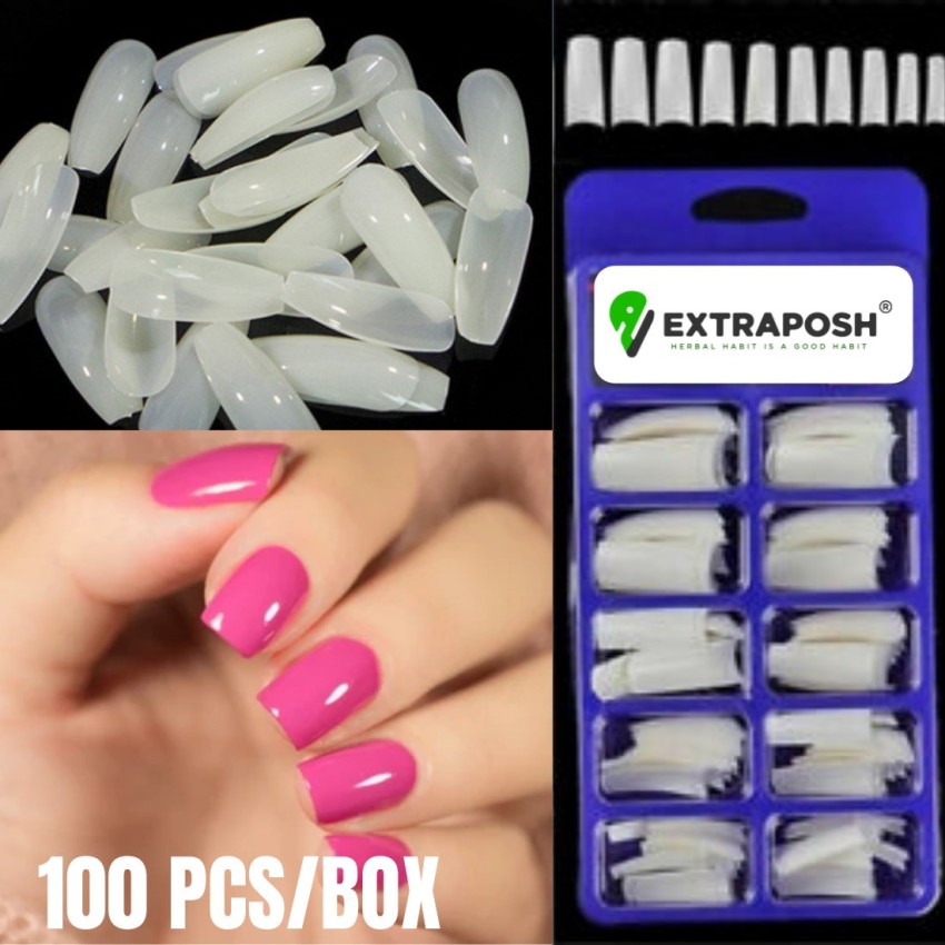 Extraposh Plastic Box Packing Reusable Acrylic False Nails With 2 Nail Glue  For Women's & Girls White (Pack of 100) TRANSPARENT - Price in India, Buy  Extraposh Plastic Box Packing Reusable Acrylic