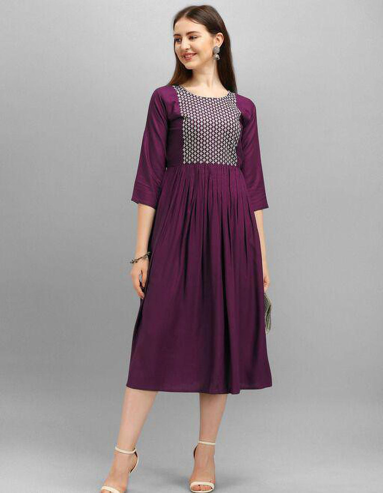 baoka Women A line Purple Dress Buy baoka Women A line Purple Dress Online at Best Prices in India Flipkart