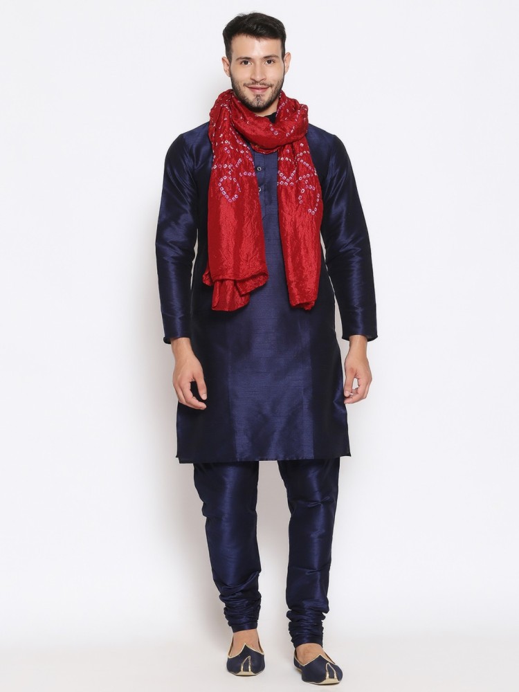 Men's Multicoloured Silk Blend Dupatta for Kurta/Sherwani/Achkan