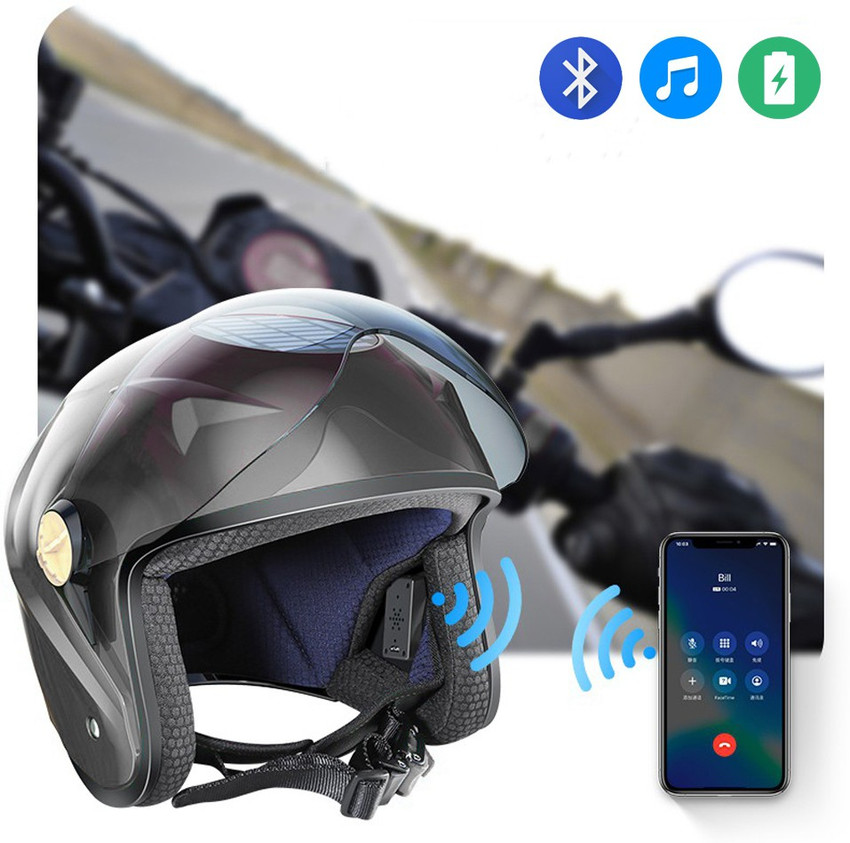Whitecherry Half Face Black Solar Charge Bluetooth Bike Helmet Motorbike Helmet Buy Whitecherry Half Face Black Solar Charge Bluetooth Bike Helmet Motorbike Helmet Online at Best Prices in India Motor...