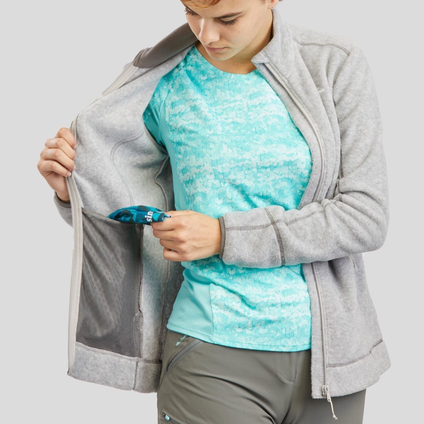 QUECHUA by Decathlon Full Sleeve Solid Women Fleece Jacket - Buy Grey  QUECHUA by Decathlon Full Sleeve Solid Women Fleece Jacket Online at Best  Prices in India