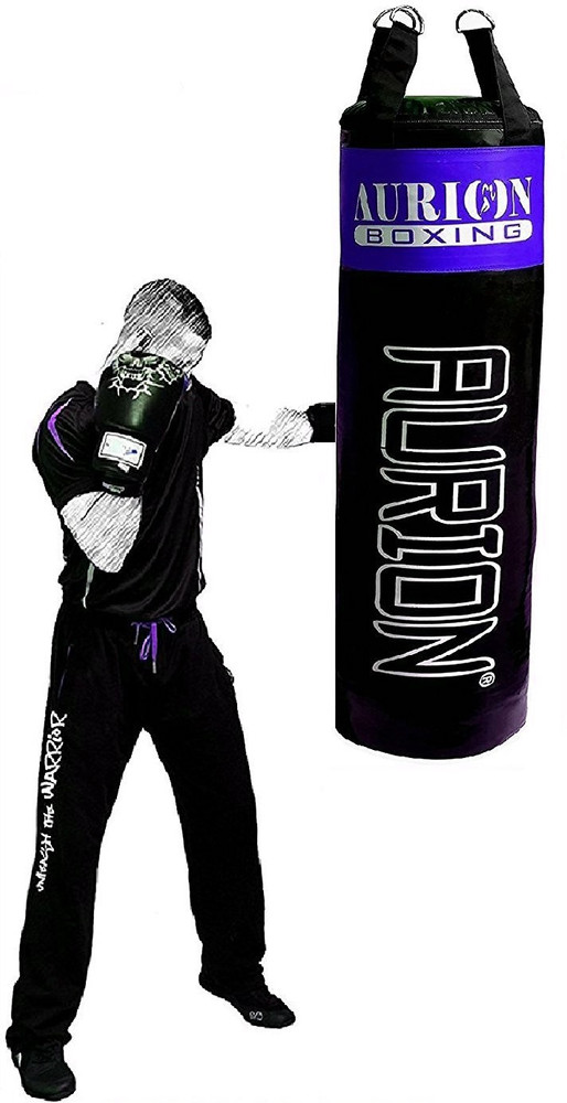 Aurion by 10Club 4 Feet Unfilled Punching Bag with Boxing Gloves Set for Men and Women Boxing Heavy Bag UNFILLED with 12OZ Fight Gloves complete Combo 7 Pack Boxing Kit Buy Aurion