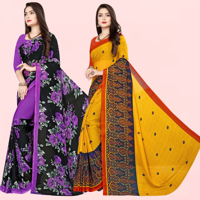 Party Wear Printed Sarees Below 500, With blouse piece, 5.5 m (separate  blouse piece) at Rs 498/piece in Surat