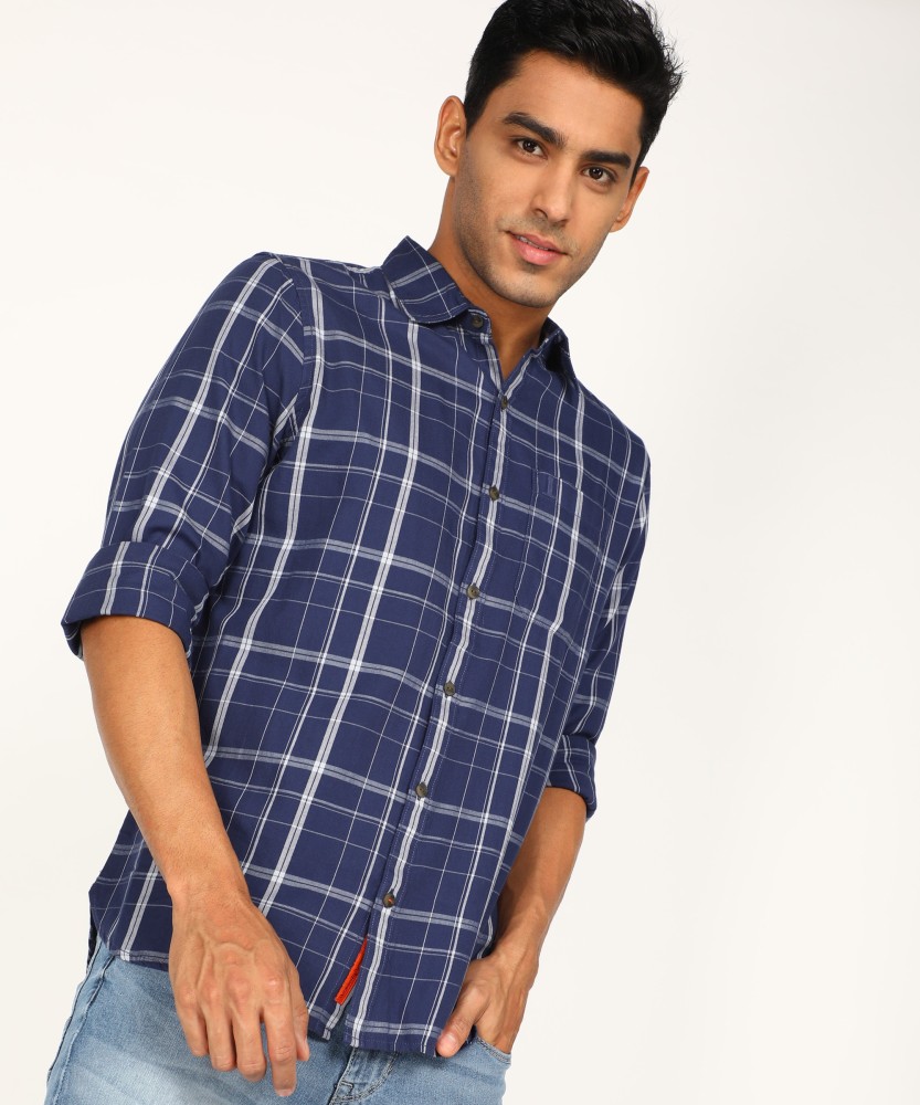 SINGLE by Ranbir Kapoor Men Checkered Casual Dark Blue Shirt - Buy SINGLE  by Ranbir Kapoor Men Checkered Casual Dark Blue Shirt Online at Best Prices  in India