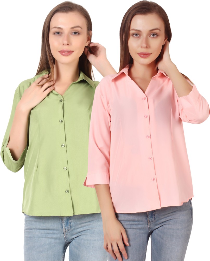 Buy FAIRIANO Women Solid Regular top - Green Online at Low Prices in India  