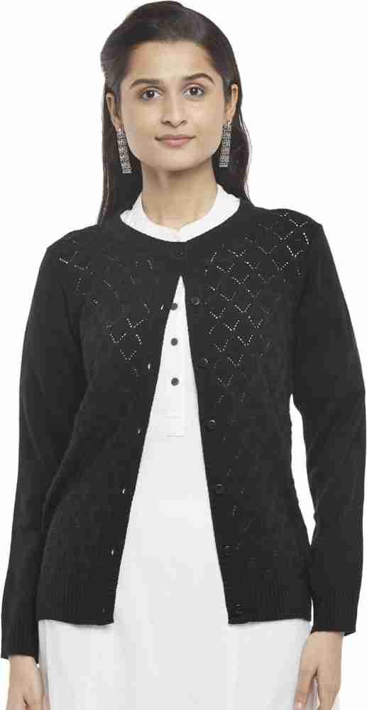 Rangmanch by Pantaloons Self Design Round Neck Casual Women Black Sweater -  Buy Rangmanch by Pantaloons Self Design Round Neck Casual Women Black  Sweater Online at Best Prices in India