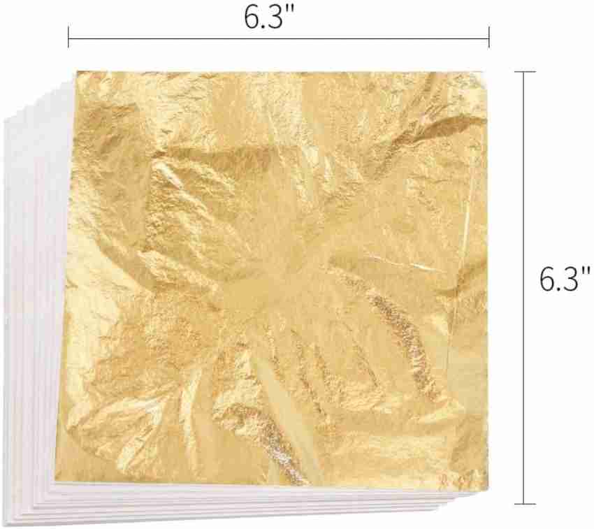  100 pc Gold Leaf Sheets, Imitation Gold Foil Paper 6.3