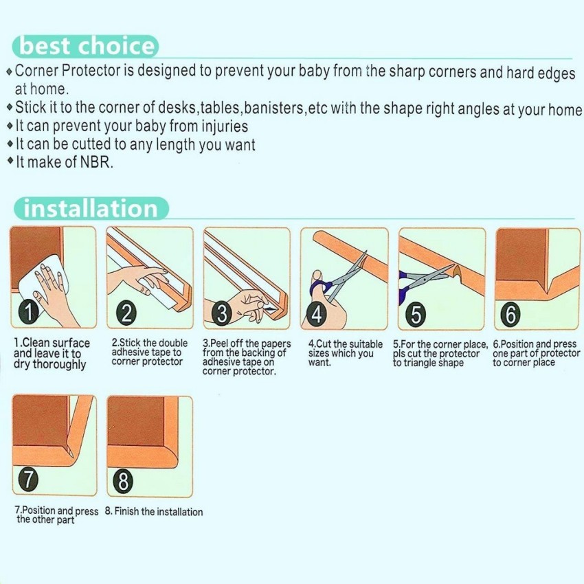 Soft Baby Proofing Corner Guards & Edge Protectors - Pre-Taped Table Corner  Protector, Child Safety Furniture Bumper, Sharp Corner Cushions, 8 Pack