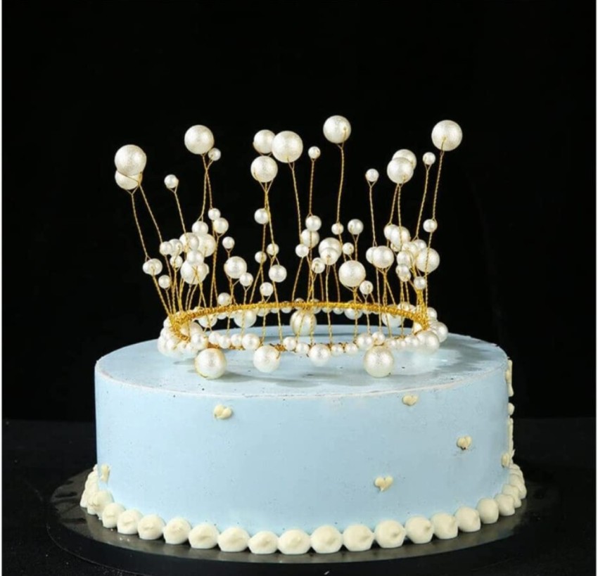 Windfall Cake Topper White Pearl Gold Crown Cake Decorations for Wedding  Birthday Party Decoration Party Decorations Queen Princess Tiara for Little  Girls Women Adult - Walmart.com