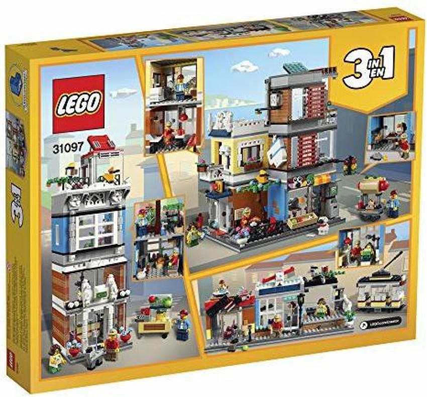 LEGO Creator 3 in 1 Townhouse Pet Shop & Café 31097 Toy Store Building Set  with Bank, Town Playset with a Toy Tram, Animal Figures and Minifigures  (969 Pieces) : : Juguetes y juegos