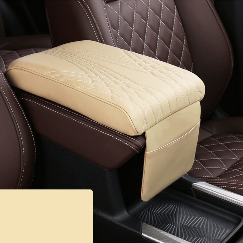 Dotesy Auto Center Console Cover Armrest Pads, PU Leather Universal Car  Center Console Box Arm Rest Pads Cushion Protector (Beige)