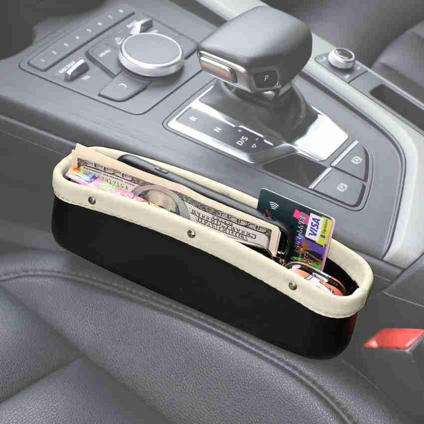 Automaze Seat Storage Pockets Box PU Leather Seat Gap Filler Organiser for Car Interior Car Side Seat Catcher