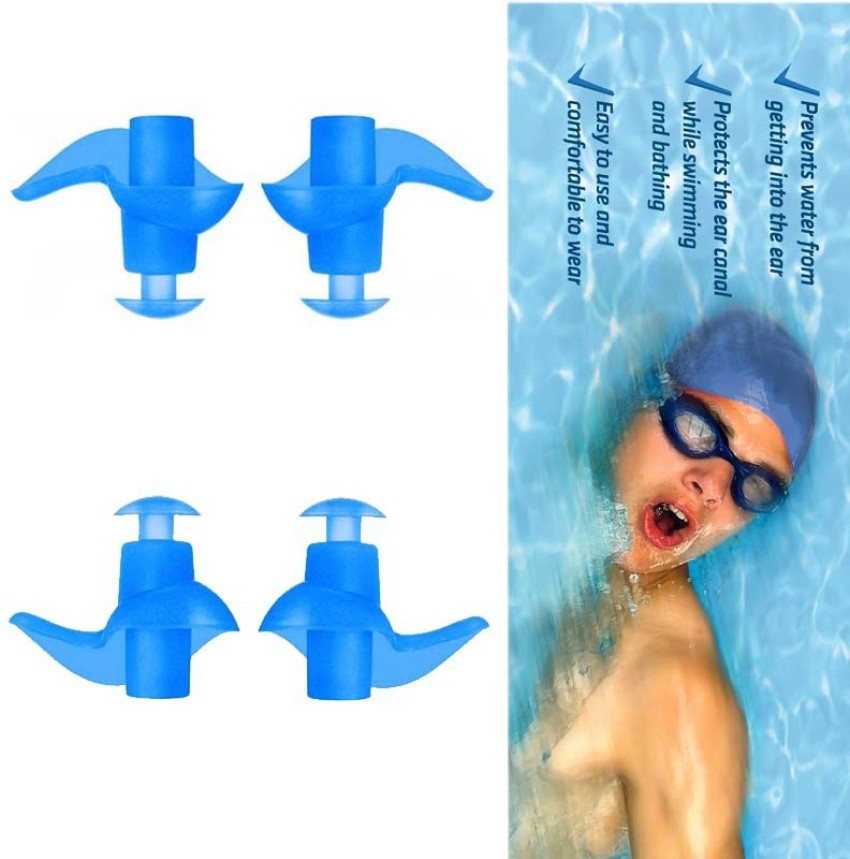Swimming Earplugs, 2-Pairs Pack Waterproof Reusable Silicone Swimming Ear  Plugs for Swimming Showering Bathing Surfing Snorkeling and Other Water