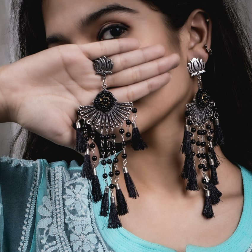 Oxidised tassel earrings new arrivals