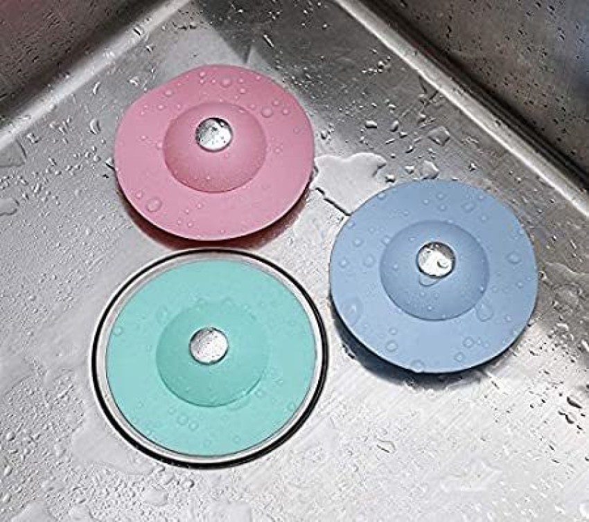 1pc Sink Stopper Silicone Bathtub Stopper, Kitchen Sink Drain Strainer,  Bathroom Drain Plug Drain Stopper, Shower Drain Sink Cover with Hair  Strainer, Laundry Sink Drain Stopper (3 colors)