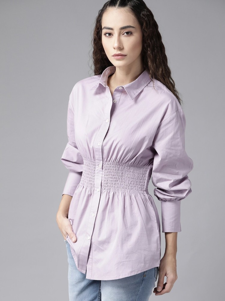 Roadster Women Solid Casual Purple Shirt - Buy Roadster Women Solid Casual  Purple Shirt Online at Best Prices in India