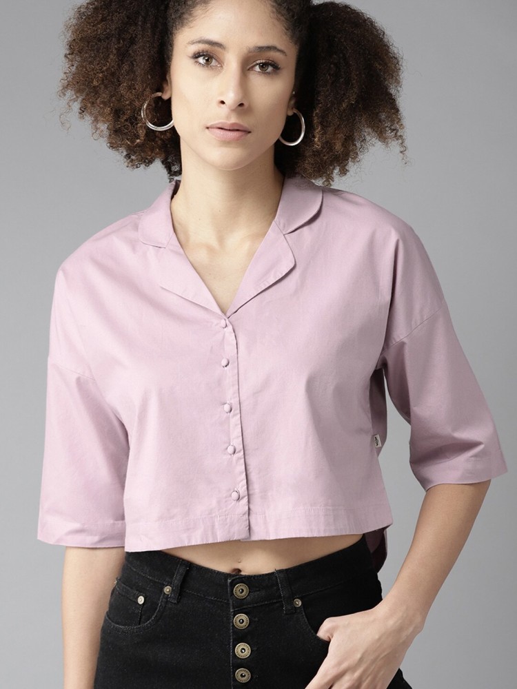 Roadster Women Solid Casual Purple Shirt - Buy Roadster Women Solid Casual  Purple Shirt Online at Best Prices in India