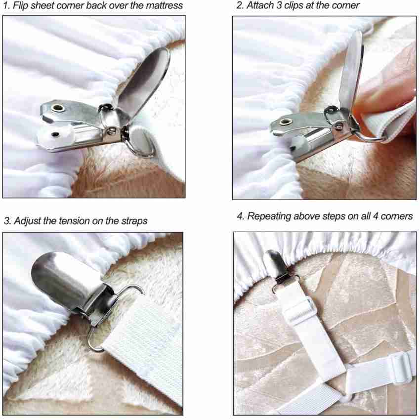 Siaomo Bed Sheet Clip Straps (2 Sets - 4 Pieces) 