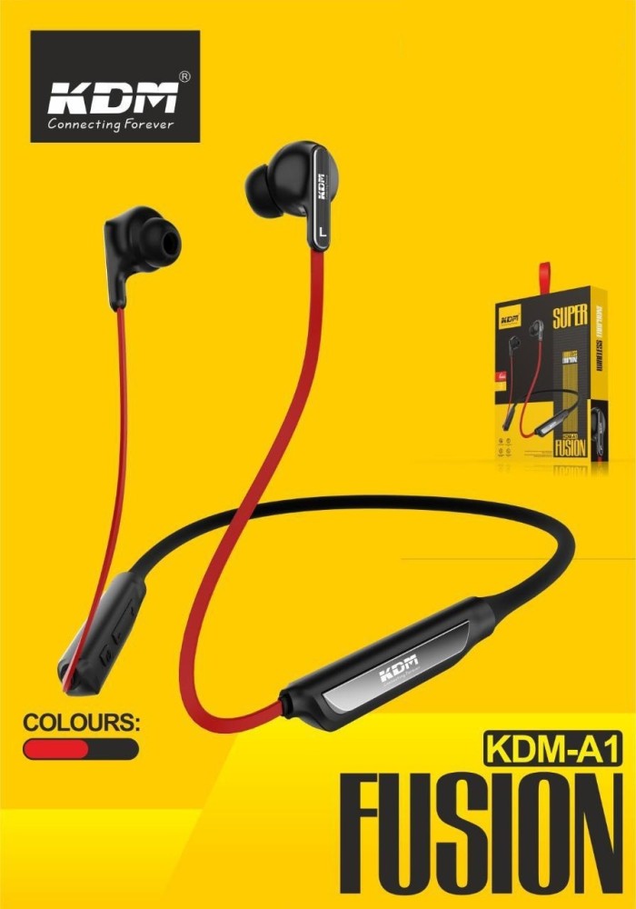 KDM A1 Fustion Red Wire 12 Hours Bluetooth Headset Price in India