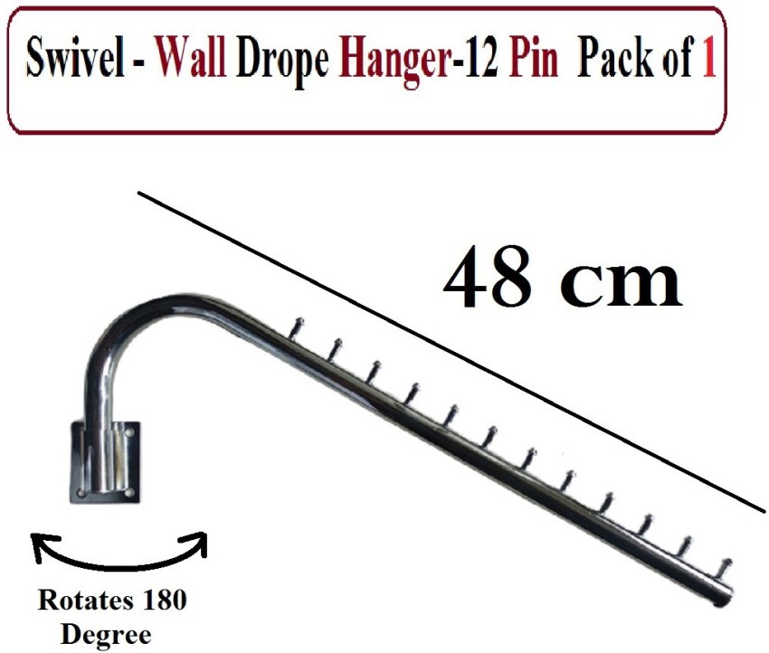 Q1 Beads 6 pin Wall drope Hanger hook rail for Cloth & Multipurpose- Metal  Pack of 2 - Stainless Steel Clothes Hanger Heavy Duty Drying Rack Wall  Mount Hook Rail 6 Price