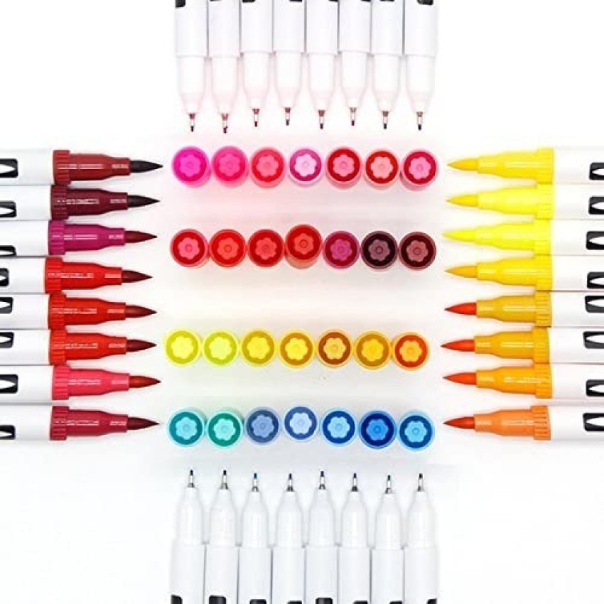 Dual Markers Brush Pen, Bullet Journal Pen Fine Point Coloring Marker & Brush Highlighter Pen for